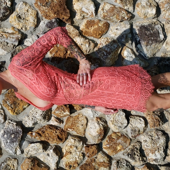 For love and Lemons Lyla lace coral cocktail dress - Picture 5 of 12